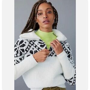 Anthropologie Maia Pilcro Fuzzy Zip Pullover Size XL NWT